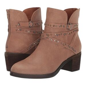 Lucky Brand Callam Studded Strap Bootie NWOB Size 6.5 / 7 Brown Heel Boot